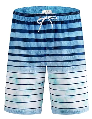 APTRO Herren Badehose Lang Badeshorts Schnelltrocknend Boardshorts Freizeit Short Farbverlauf Streifen MK3302 XL von APTRO