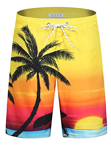 APTRO Herren Badehose Lang Badeshorts Schnelltrocknend Boardshorts Freizeit Short Gelb 212 L von APTRO