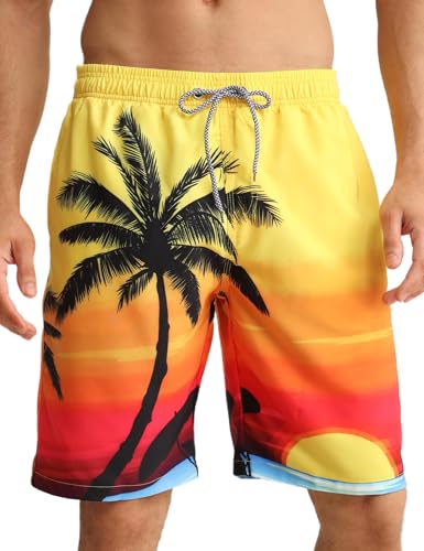 APTRO Herren Badehose Lang Badeshorts Schnelltrocknend Boardshorts Freizeit Short Gelb 212 M von APTRO