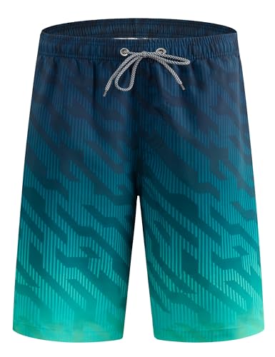 APTRO Herren Badehose Lang Badeshorts Schnelltrocknend Boardshorts Freizeit Short Geometrische Grün MK3309 3XL von APTRO