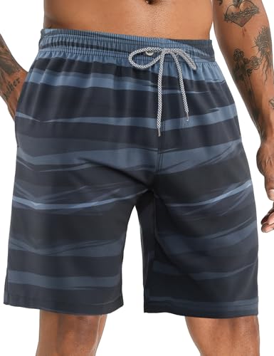 APTRO Herren Badehose Lang Badeshorts Schnelltrocknend Boardshorts Freizeit Short Geometrische Schwarz MK3435 L von APTRO