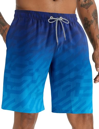 APTRO Herren Badehose Lang Badeshorts Schnelltrocknend Boardshorts Freizeit Short Gradient Blau MK092 3XL von APTRO