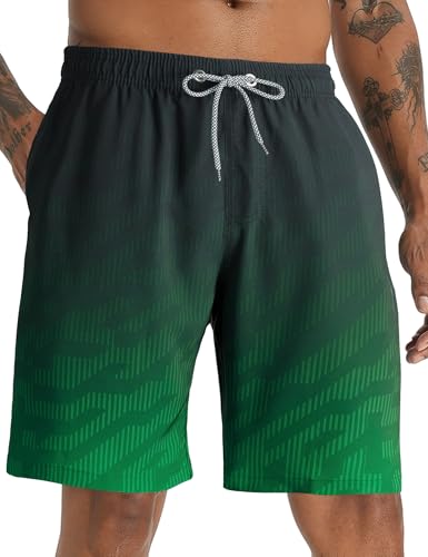 APTRO Herren Badehose Lang Badeshorts Schnelltrocknend Boardshorts Freizeit Short Gradient Grün MK093 4XL von APTRO