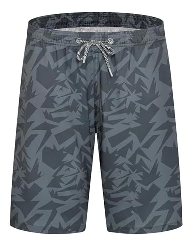 APTRO Herren Badehose Lang Badeshorts Schnelltrocknend Boardshorts Freizeit Short Grau KT01 L von APTRO