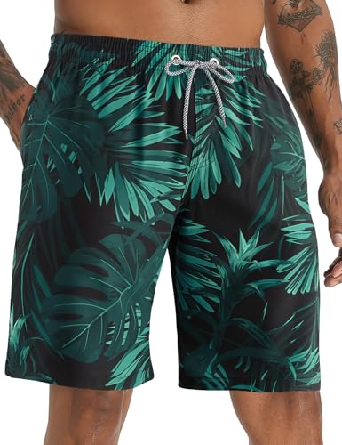APTRO Herren Badehose Lang Badeshorts Schnelltrocknend Boardshorts Freizeit Short Palm Grün MK094 M von APTRO