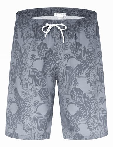 APTRO Herren Badehose Lang Boardshorts Schnelltrocknend Sommer Badeshorts Schwimmen Shorts mit Innenhose Grau MK268 3XL von APTRO