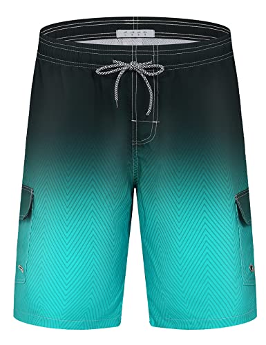 APTRO Herren Badehose Lang Boardshorts Schnelltrocknend Sommer Urlaub Freizeit Short mit Innenhose Cargo Grün MK197 4XL von APTRO