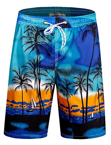 APTRO Herren Badehose Lang Schnelltrocknend Boardshorts Freizeit Short Blau S701 4XL von APTRO