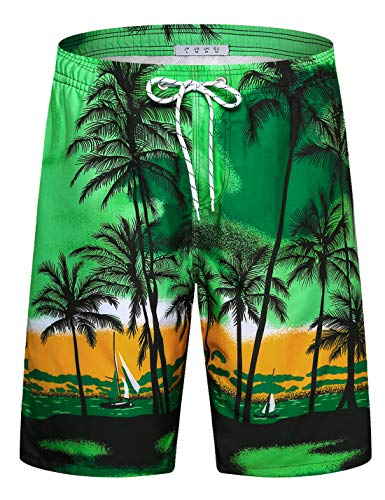 APTRO Herren Badehose Lang Schnelltrocknend Boardshorts Sommer Urlaub Freizeit Short mit Innenhose Grün S701 4XL von APTRO