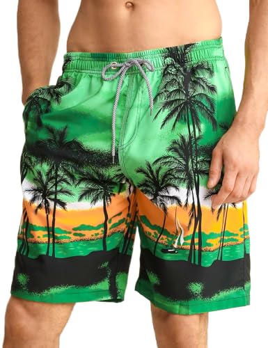 APTRO Herren Badehose Lang Schnelltrocknend Boardshorts Sommer Urlaub Freizeit Short mit Innenhose Grün S701 5XL von APTRO