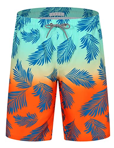 APTRO Herren Badehose Lang Schnelltrocknend Boardshorts Sommer Urlaub Freizeit Short mit Innenhose Orange MK184 S von APTRO