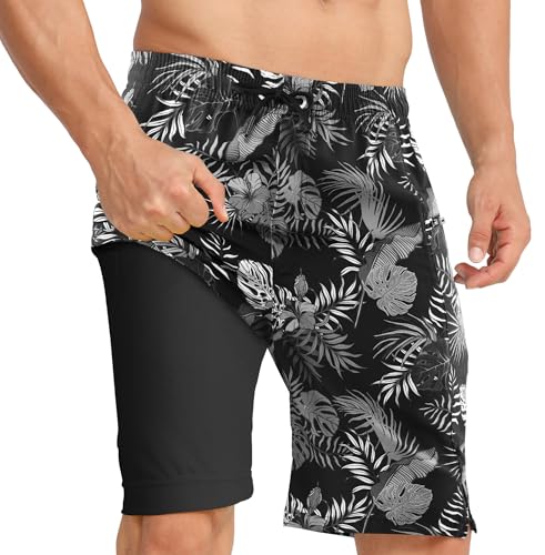 APTRO Herren Badehose Lang mit Kompression Liner Schnelltrocknend Badeshorts Schwimmhose 2 in 1 Badehosen mit Reißverschlusstasche Bunte Schwarz MK330 XXL APTRO Herren Badehose Lang mit Kompression Liner Schnelltrocknend Badeshorts Schwimmhose 2 in 1 Badehosen mit Reißverschlusstasche Bunte Schwarz MK330 XXL von APTRO