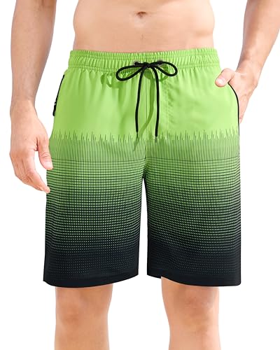 APTRO Herren Badeshorts Badehose Lang mit Mesh-Futter Schnelltrocknend Boardshorts mit Reißverschlusstaschen Sport Shorts MK079 Gelb M von APTRO