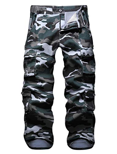 APTRO Herren Cargo Hose Camouflage Hose Arbeitshose Outdoor Baumwolle Leichte Hose mit 8 Tachen LT01 Blau 36 von APTRO