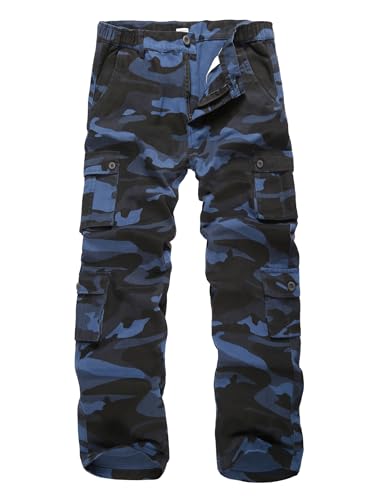 APTRO Herren Cargo Hose Camouflage Hose Arbeitshose Outdoor Lange Baumwolle Leichte Hose mit 8 Tachen LT01 Dunkelblau 30 von APTRO