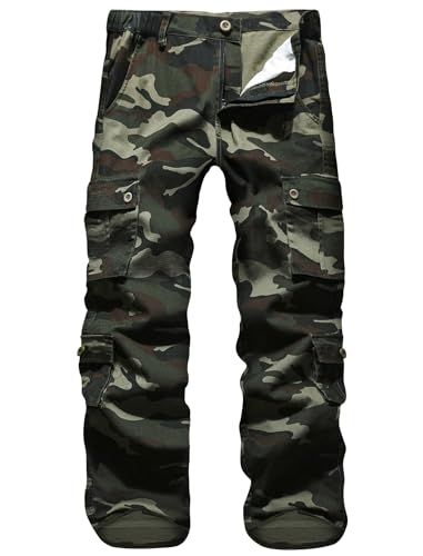 APTRO Herren Cargo Hose Camouflage Hose Arbeitshose Outdoor Lange Baumwolle Leichte Hose mit 8 Tachen LT01 Grün 42 von APTRO