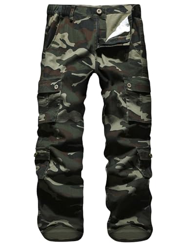 APTRO Herren Cargo Hose Camouflage Hose Arbeitshose Lange Outdoor Baumwolle Leichte Hose mit 8 Tachen LT01 Grün 42 von APTRO