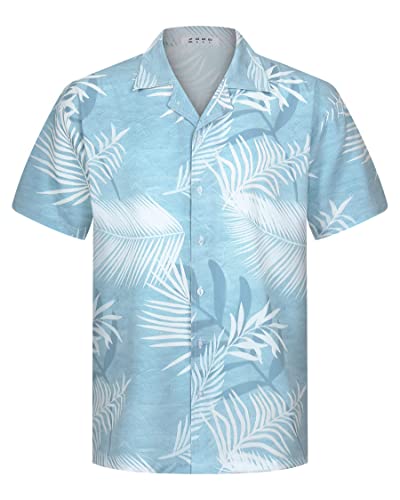 APTRO Herren Hemd Hawaiihemd Freizeit Hemd Kurzarm Urlaub Hemd Sommer Hemd Blau M071 3XL von APTRO