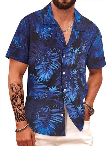 APTRO Herren Hemd Hawaiihemd Kurzarm Hemd Freizeit Urlaub Hemd Reise Shirt Sommer Hemd Palmen F200 S von APTRO