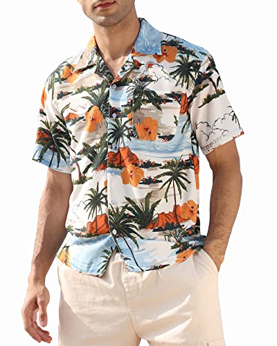 APTRO Herren Hemd Hawaiihemd Strandhemd Kurzarm Urlaub Hemd Freizeit Reise Hemd Party Hemd Palme M212 XXXL von APTRO