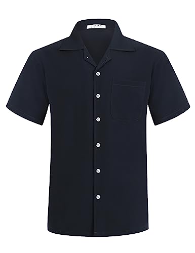 APTRO Herren Kurzarm Hemd Hawaiihemd Sommer Freizeit Hemd Party Blumen Urlaub Hemd Reise Shirt Dunkelblau F246 3XL von APTRO