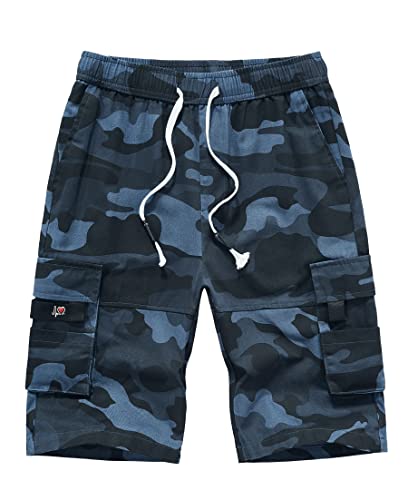 APTRO Herren Kurze Hosen Cargo Shorts Freizeit Baumwolle Outdoor Sommer Shorts Arbeitsshorts 109 Camouflage Dunkelblau 4XL von APTRO