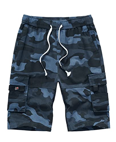 APTRO Herren Kurze Hosen Cargo Shorts Outdoor Sommer Shorts Freizeit Baumwolle Arbeitsshorts 109 Camouflage Dunkelblau XL von APTRO