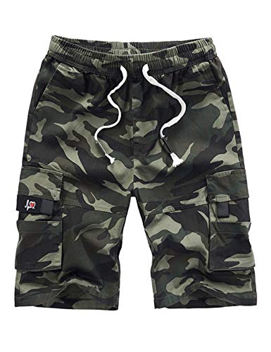 APTRO Herren Kurze Hosen Cargo Shorts Outdoor Sommer Shorts Freizeit Baumwolle Arbeitsshorts 109 Camouflage L von APTRO