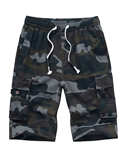 APTRO Herren Kurze Hosen Cargo Shorts Outdoor Sommer Shorts Freizeit Baumwolle Arbeitsshorts 109 Camouflage Schwarz M von APTRO