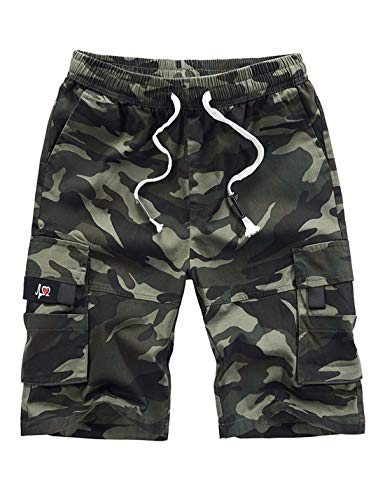 APTRO Herren Kurze Hosen Cargo Shorts Outdoor Sommer Shorts Freizeit Baumwolle Arbeitsshorts 109 Camouflage M von APTRO