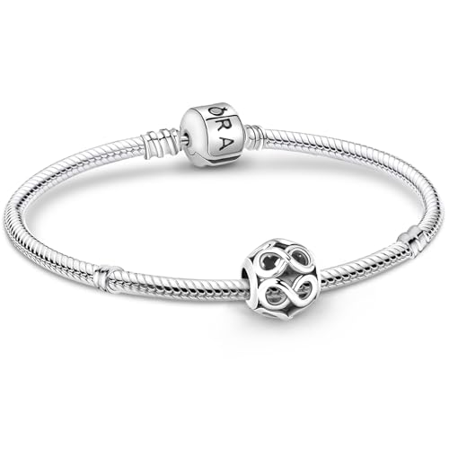 APUUESN Unendlichkeit Charms Anhänger Armband 19CM Damen,Infinity Armband Sterling Silber 925,Schlangenkette Bracelet,Armreif Schmuck von APUUESN