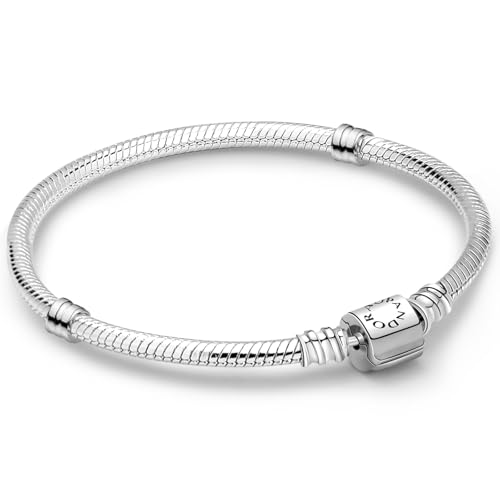 APUUESN Barrel Clasp Charms Anhänger Armband 21CM Damen,ME Charm Moments Armbänder Sterling Silber S925,Schlangenkette Fake Bracelet,Armreif Schmuck,Geschenk für Frauen Geburtstag von APUUESN