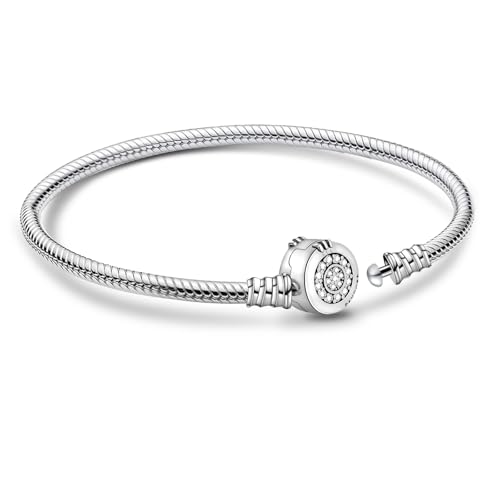 APUUESN Glitzernder Krone Charms Anhänger 20CM Damen,ME Charm Moments Armbänder Sterling Silber S925,Schlangenkette Fake Bracelet,Armreif Schmuck,Geschenk für Frauen Geburtstag von APUUESN