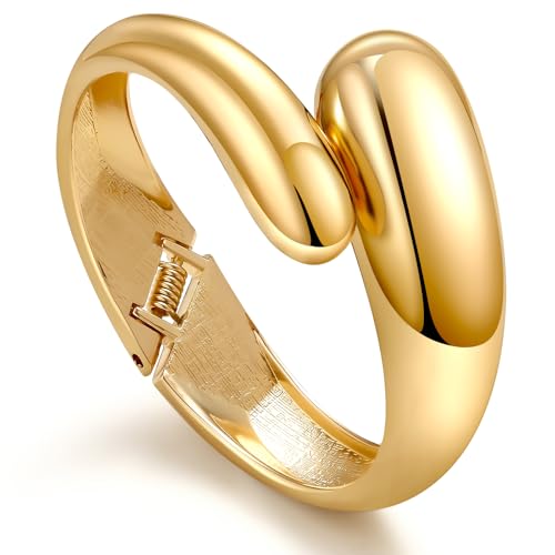 Goldene Breiten Armreif gold,Armband Gold,Verstellbares Offenes Armband Damen Gold,Stapelbare Klobige Armreifen Gold Damen,Oberarmreif Gold,Groß Armband Damen Gold 585,Bottega Dupes Schmuck Gold von APUUESN