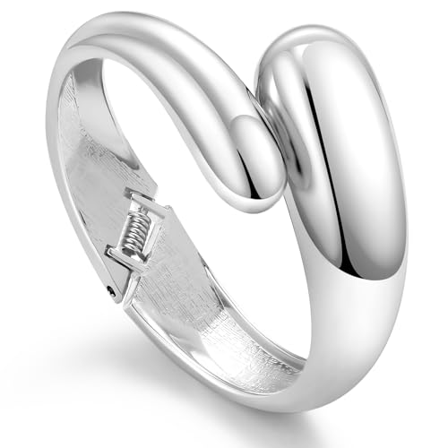 Silber Breiter Armreif, Verstellbares Offenes Armband Damen, Stapelbare Klobige Armreifen, Oberarmreif, Groß Armband 585, Bottega Dupes von APUUESN