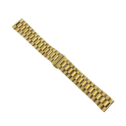 APVMFMKLTG 10 12 13 14 16 17 18 19 20 21 22 mm massives Voll-Edelstahl-Uhrenarmband gebogen + flacher Kopf Universal-Armband mit Faltschließe(Gold,21mm) von APVMFMKLTG