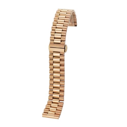 APVMFMKLTG 10 12 13 14 16 17 18 19 20 21 22 mm massives Voll-Edelstahl-Uhrenarmband gebogen + flacher Kopf Universal-Armband mit Faltschließe(Rose Gold,22mm) von APVMFMKLTG
