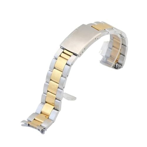 APVMFMKLTG 16mm 18mm 19mm 20mm 21mm 22mm 24mm 26mm gebogenes Ende Edelstahl Uhrenarmband passend for Casio Fit for Seiko Armband Universal-Armband(GOLD,26mm) von APVMFMKLTG