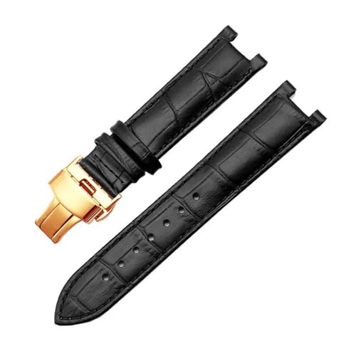 APVMFMKLTG Armband Fit For GC Fit For Guess Uhr Strap Fit For Schmetterling Schnalle Armband 20 * 11mm 22 * 13mm Männer Und Frauen Strap(Black rose,20-11mm) von APVMFMKLTG
