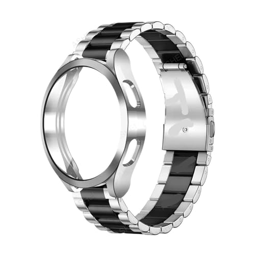 APVMFMKLTG Band + Hülle Passend For Samsung Passend For Galaxy Watch 6 4 5 44 Mm 40 Mm 43 Mm 47 Mm Armband Passend For Galaxy Watch 4 Passend For Classic 46 Mm 42 Mm 5 Pro 45 Mm Armband TPU-Hülle(Silv von APVMFMKLTG