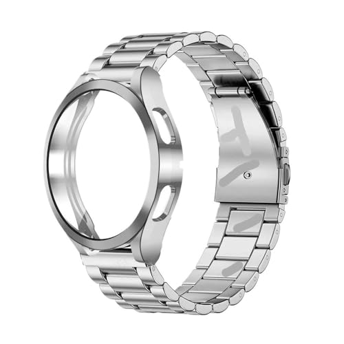 APVMFMKLTG Band + Hülle Passend For Samsung Passend For Galaxy Watch 6 4 5 44 Mm 40 Mm 43 Mm 47 Mm Armband Passend For Galaxy Watch 4 Passend For Classic 46 Mm 42 Mm 5 Pro 45 Mm Armband TPU-Hülle(Silv von APVMFMKLTG