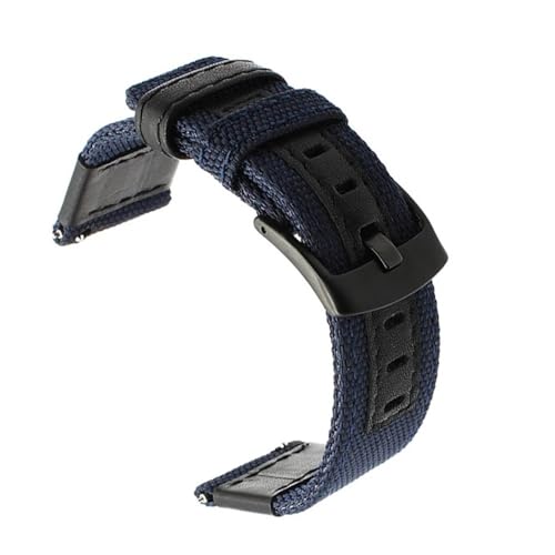 APVMFMKLTG Canvas Nylon + Leder Uhrenarmband Fit for Jeep Fit for Diesel Fit for Fossil 20mm 22mm 24mm Herren Uhrenarmband Längeres Armband Uhrengürtel(Blue,24mm) von APVMFMKLTG