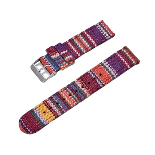 APVMFMKLTG Mehrfarbiges ethnisches Nylon-Uhrenarmband, 20 mm, 22 mm, Canvas-Nylon-Uhrenarmband for Uhrenarmbänder(Color 6,22mm) von APVMFMKLTG