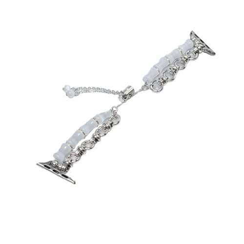 APVMFMKLTG Metallarmband-Uhrenarmband-Armbandkette Passend For Iwatch87654321SE38 40 41 42 44 45 49 Mm Damen-Armband Mit Bambus-Verbindungsperle(A,42 44 45 49mm) von APVMFMKLTG