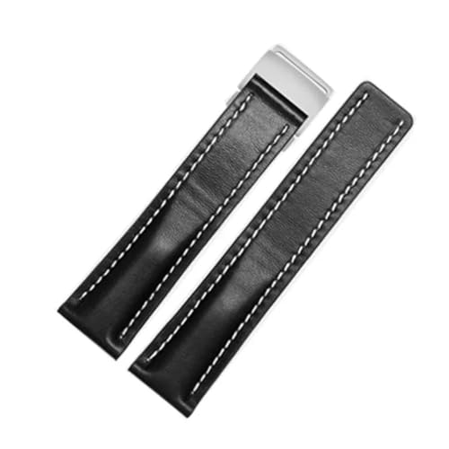 APVMFMKLTG Passend for Breitling-Armband, passend for Premier B01, passend for Colt Chronograph, passend for Avenger, passend for AVIATOR 8 316L(Black,22mmSilver Buckle) von APVMFMKLTG