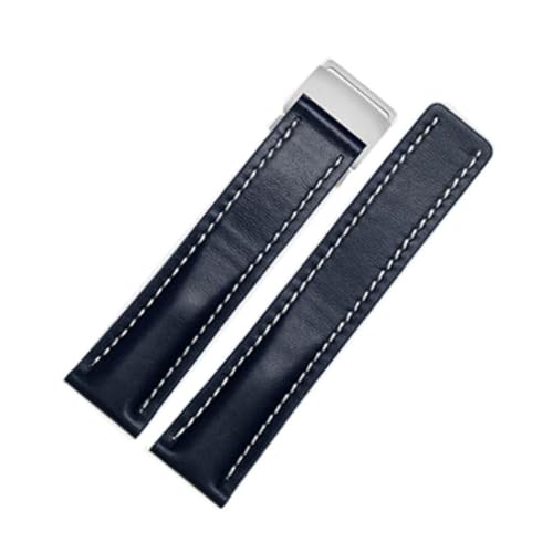 APVMFMKLTG Passend for Breitling-Armband, passend for Premier B01, passend for Colt Chronograph, passend for Avenger, passend for AVIATOR 8 316L(Dark blue,22mmSilver Buckle) von APVMFMKLTG
