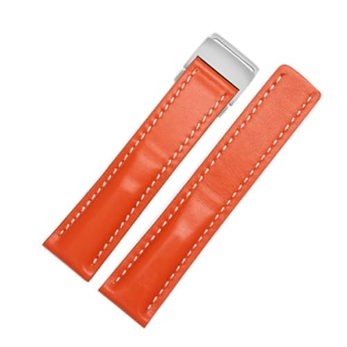 APVMFMKLTG Passend for Breitling-Armband, passend for Premier B01, passend for Colt Chronograph, passend for Avenger, passend for AVIATOR 8 316L(Orange,24mmNO Buckle) von APVMFMKLTG