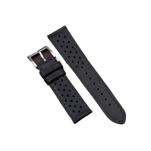 APVMFMKLTG Strap Weiche Atmungsaktive Retro Armband Fit for Samsung Fit for Galaxy Uhr 6 5 4 Fit for Seiko 18mm 20mm 22mm Armband(Matte-Black,22mm) von APVMFMKLTG