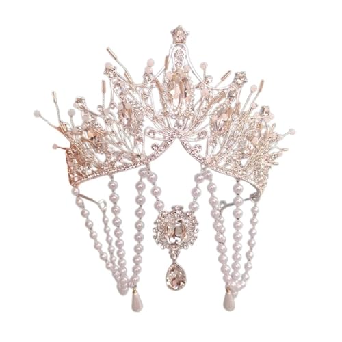 Damen Quasten Kronen Mode Kopfbedeckung Festival Feier Stirnbänder for Partys Braut Kristall Stirnband(Silver 1PC) von APVPOPOKGM