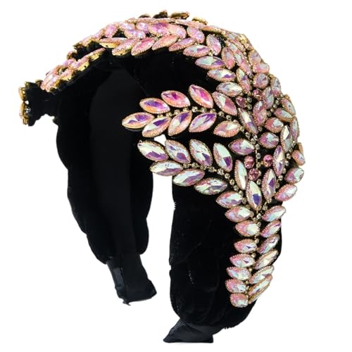 Strass Krone Prinzessin Hochzeit Braut Tiara Kristall Stirnband Hochzeit Haarschmuck Braut Tiara Kopfbedeckung(Pink 1PC) von APVPOPOKGM